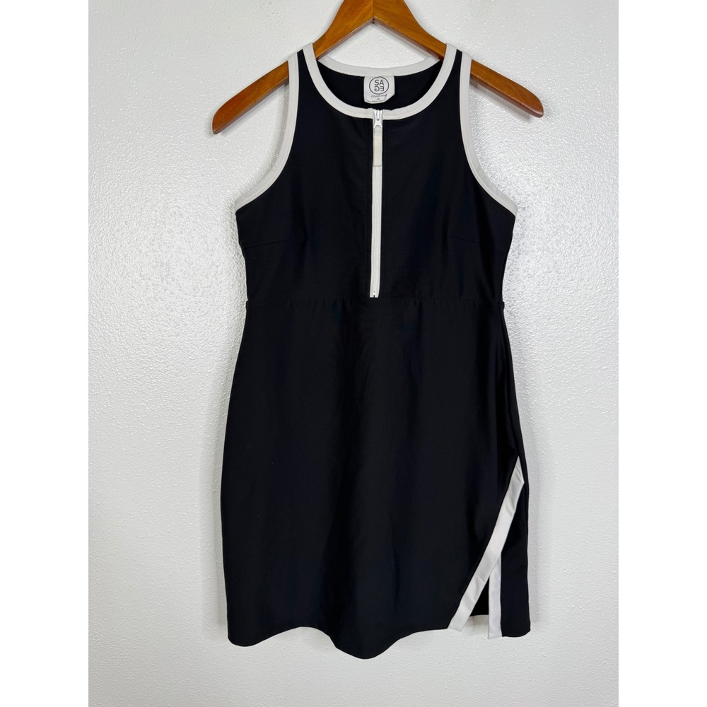 Sage Collective Womens Black White Quarter Zip Athletic Tennis Dress Medium